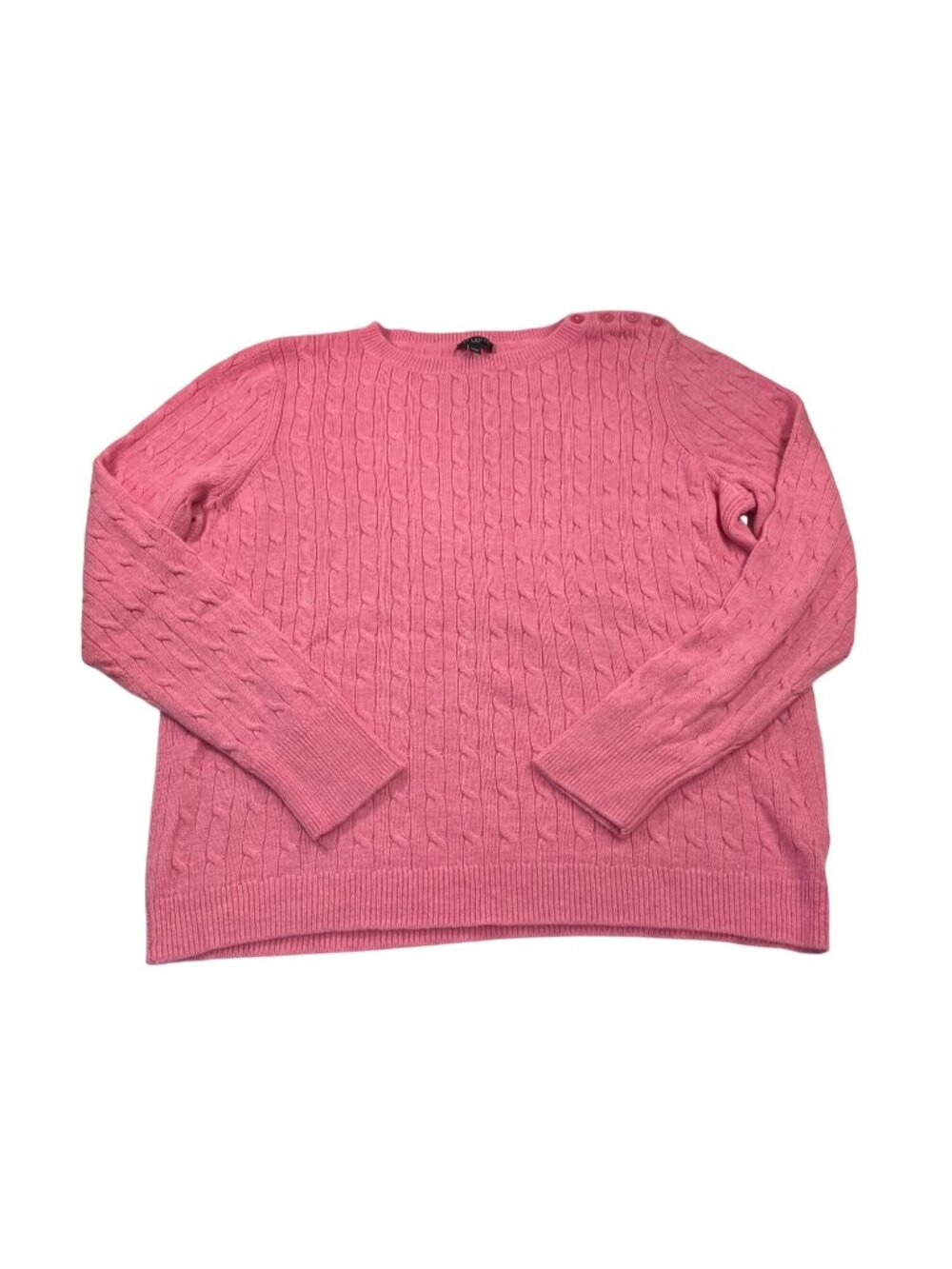 Talbots Wool Cable Knit Sweater XLP Pink Barbiecore Preppy Fisherman Old Money